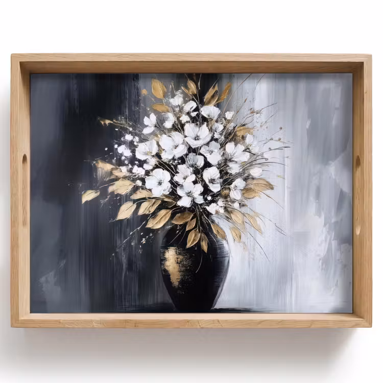 Dienblad - Bloemen - Wit - Vaas - Abstract — 1