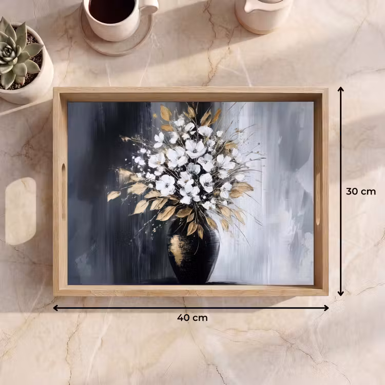 Dienblad - Bloemen - Wit - Vaas - Abstract — 7