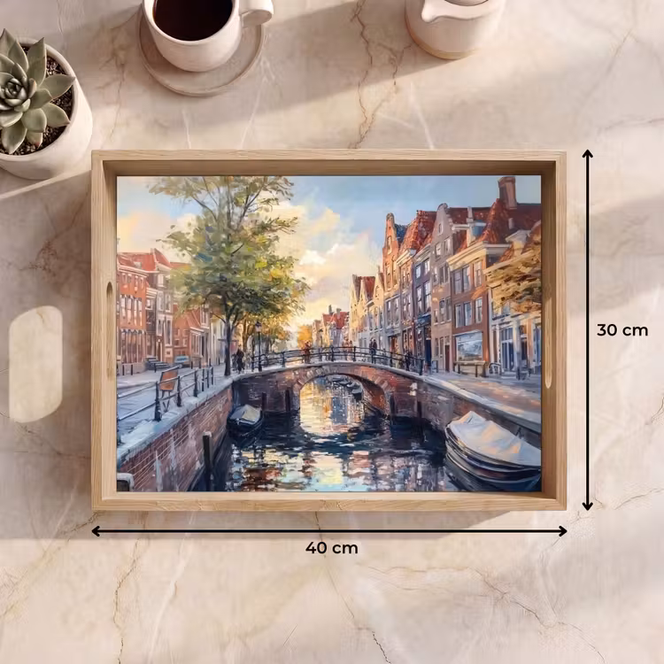 Dienblad - Brug - Stad - Huizen - Boot — 7