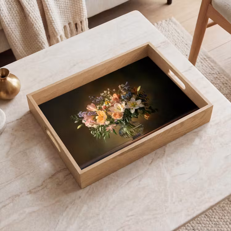 Dienblad - Glazen - Bloemen - Boeket - Kleuren — 2