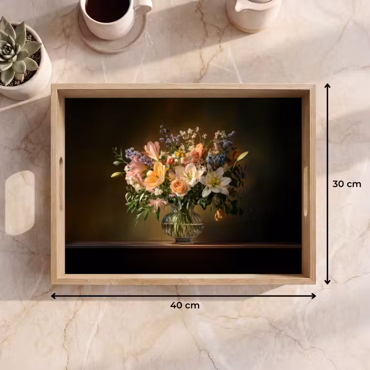 Dienblad - Glazen - Bloemen - Boeket - Kleuren — 7