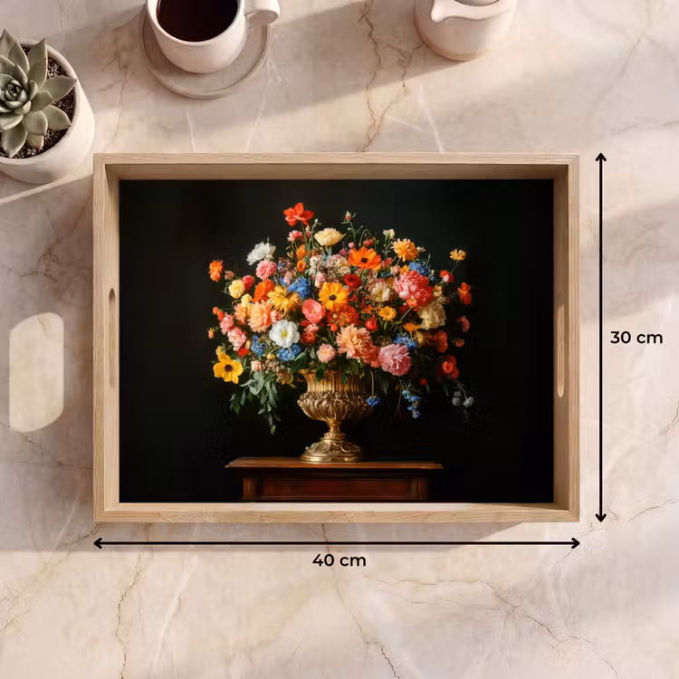 Dienblad - Goud - Bloemen - Kleuren - Vaas — 7