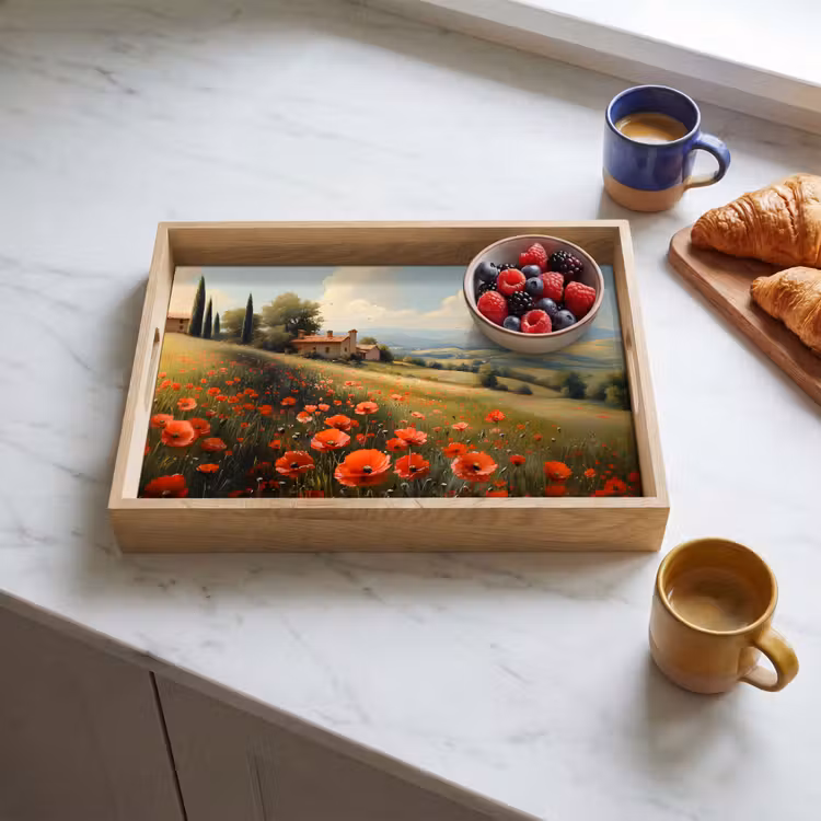 Dienblad - Klaprozen - Rood - Heuvels - Landschap — 3