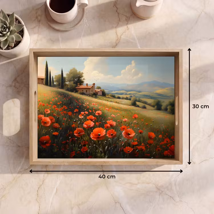 Dienblad - Klaprozen - Rood - Heuvels - Landschap — 7