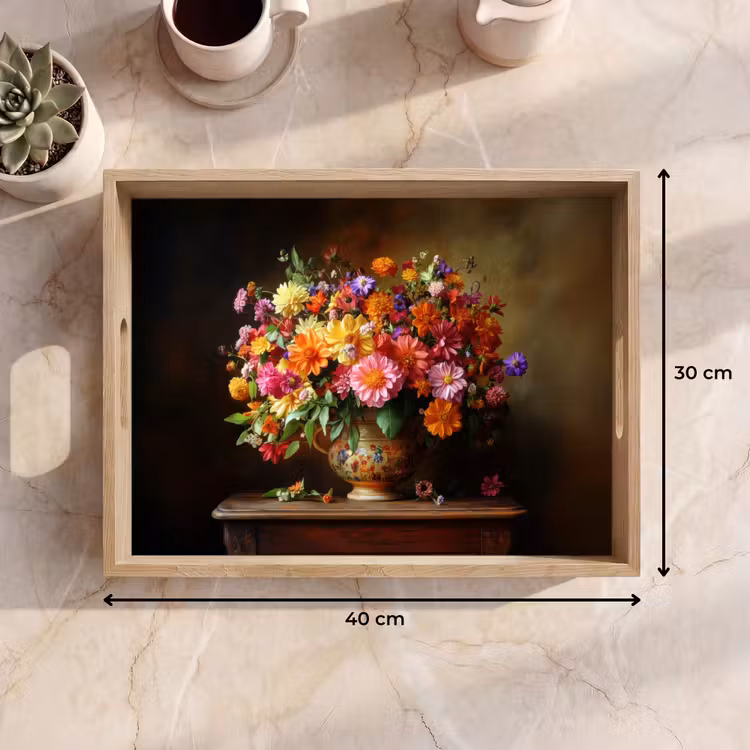 Dienblad - Kleuren - Boeket - Vaas - Hout — 7
