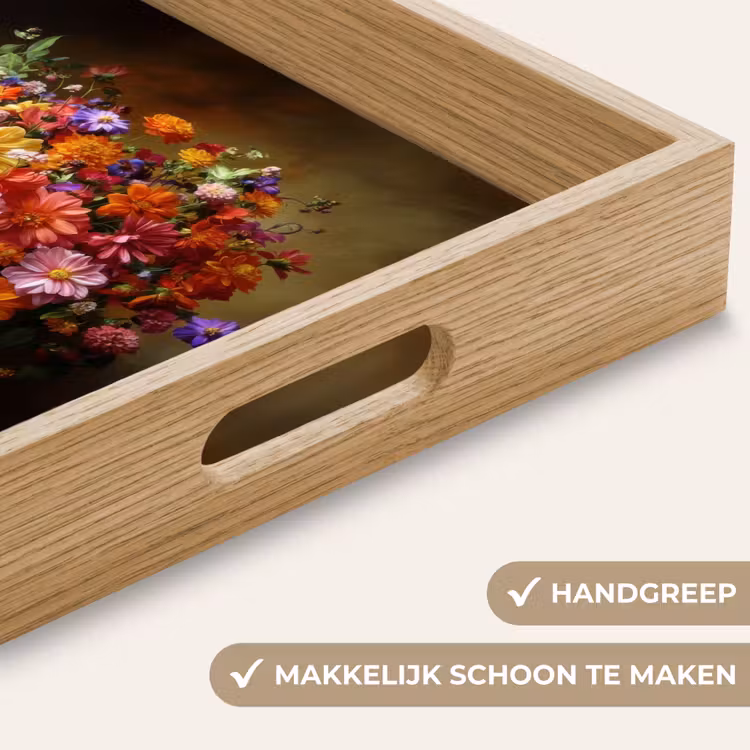 Dienblad - Kleuren - Boeket - Vaas - Hout — 8