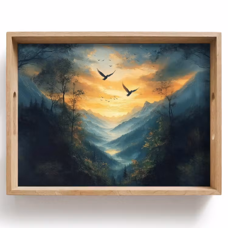 Dienblad - Vogels - Zon - Bomen - Groen — 1