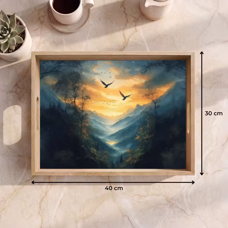 Dienblad - Vogels - Zon - Bomen - Groen — 7