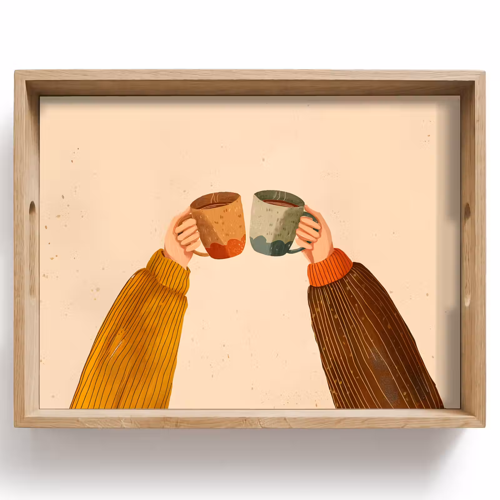 Dienblad - Illustratie - Mokken - Proosten - Bruin — 1
