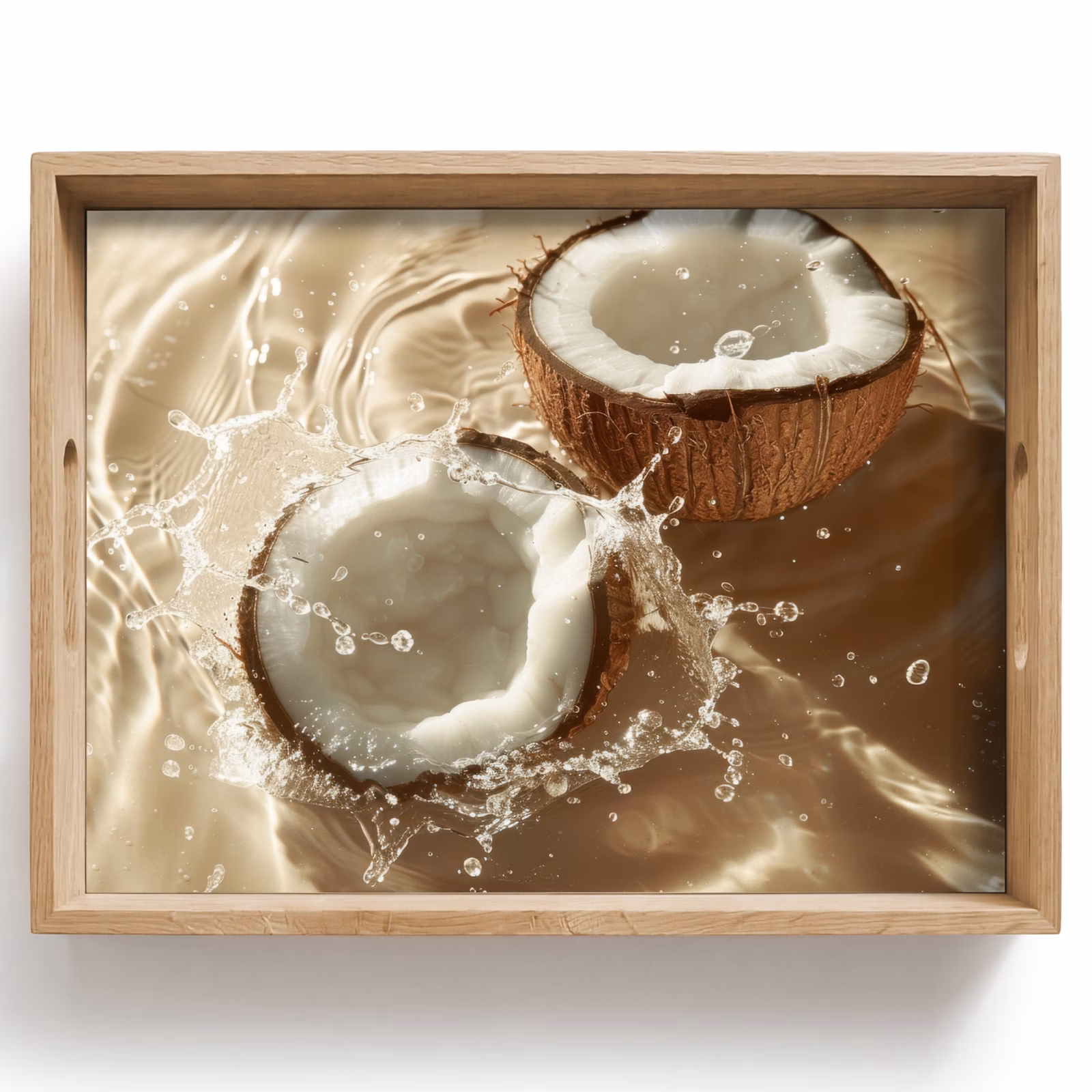 Dienblad - Kokosnoot - Water - Beige - Spetters — 1