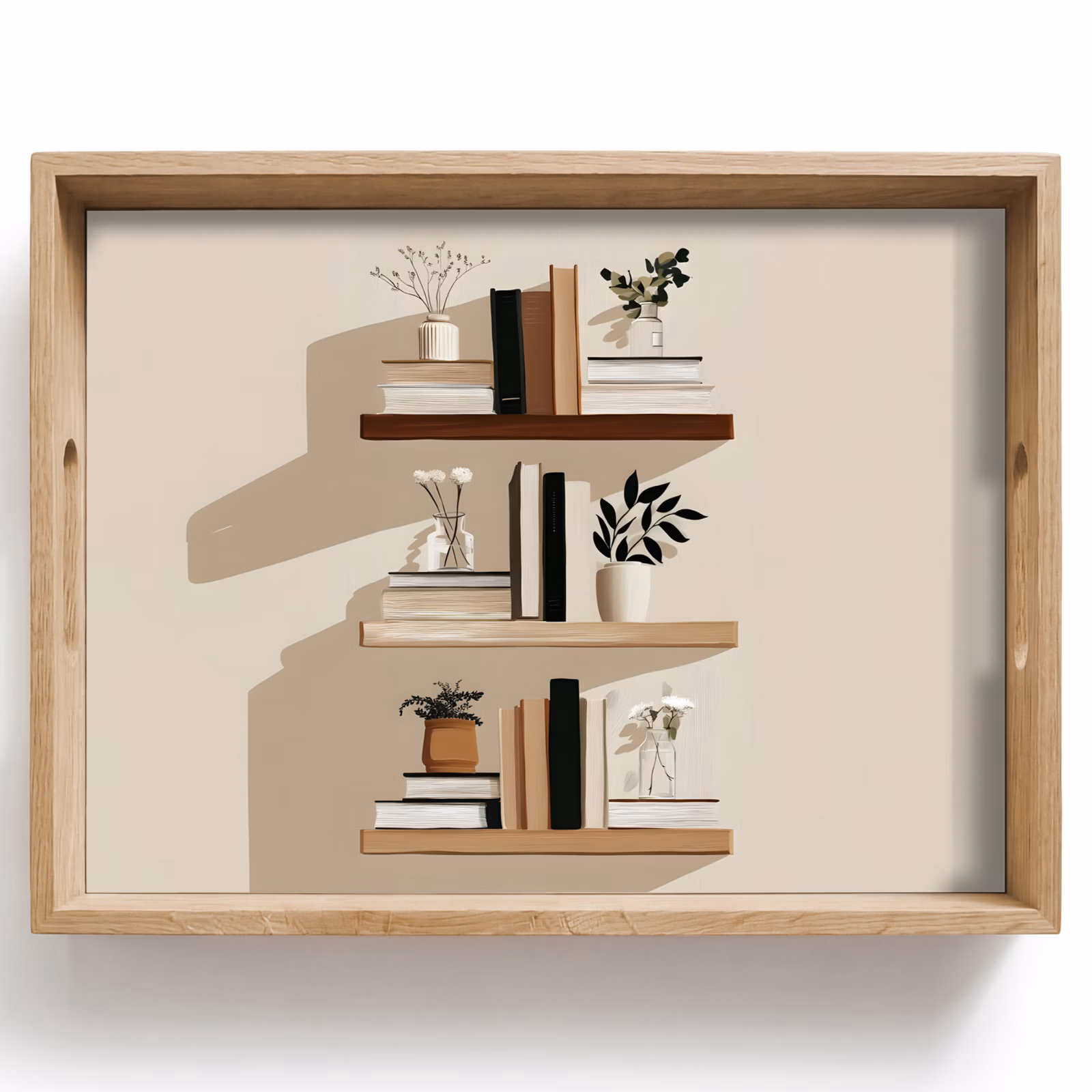 Dienblad - Plankjes - Boeken - Vaasjes - Planten — 1