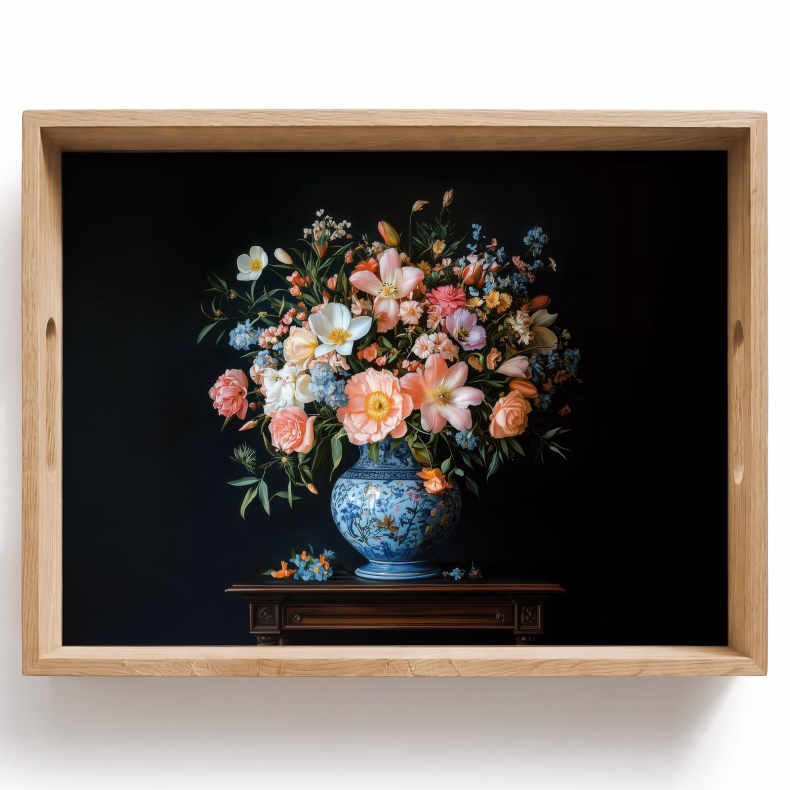 Dienblad - Roze - Bloemen - Vaas - Kleuren — 1