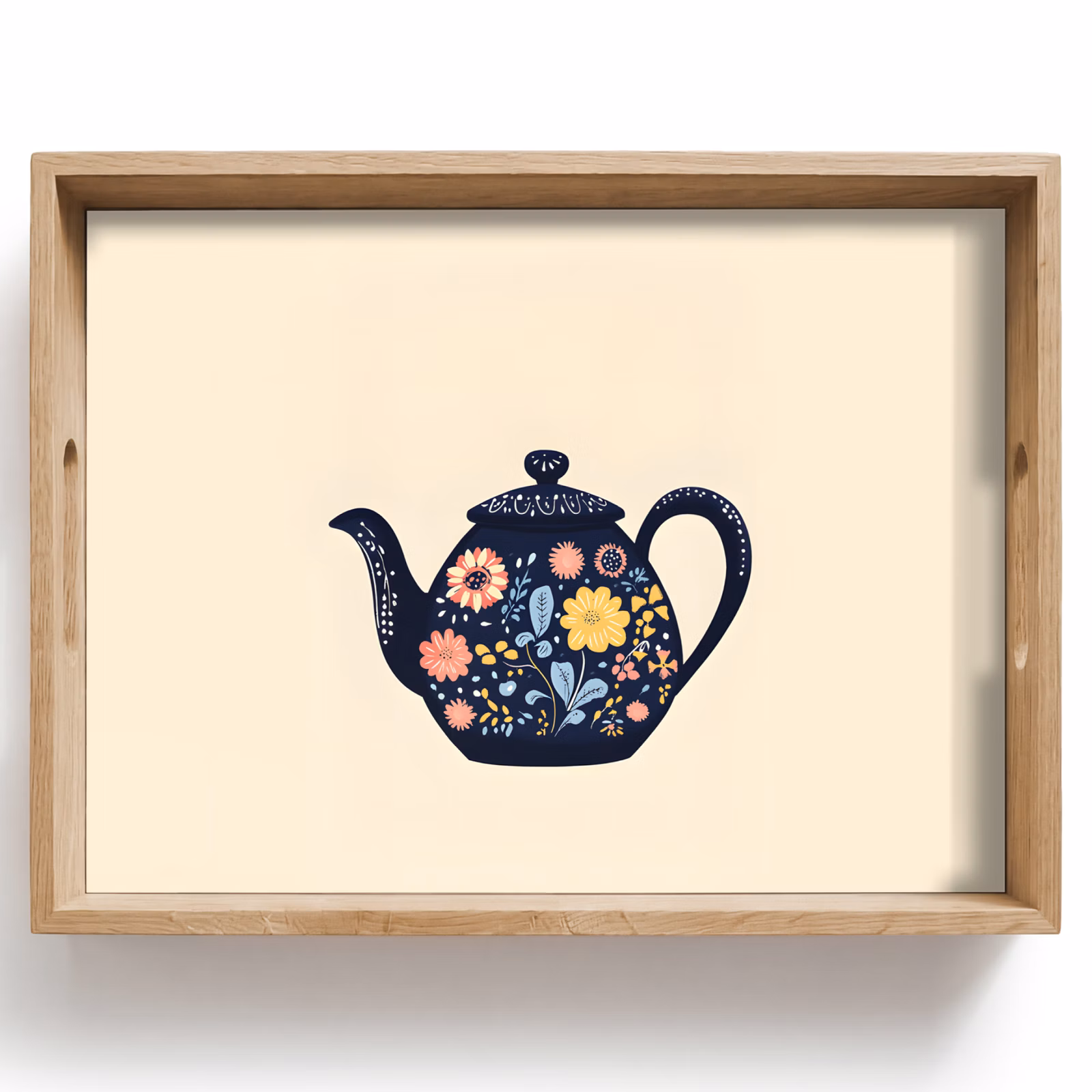Dienblad - Theepot - Kleurrijk - Bloemen — 1