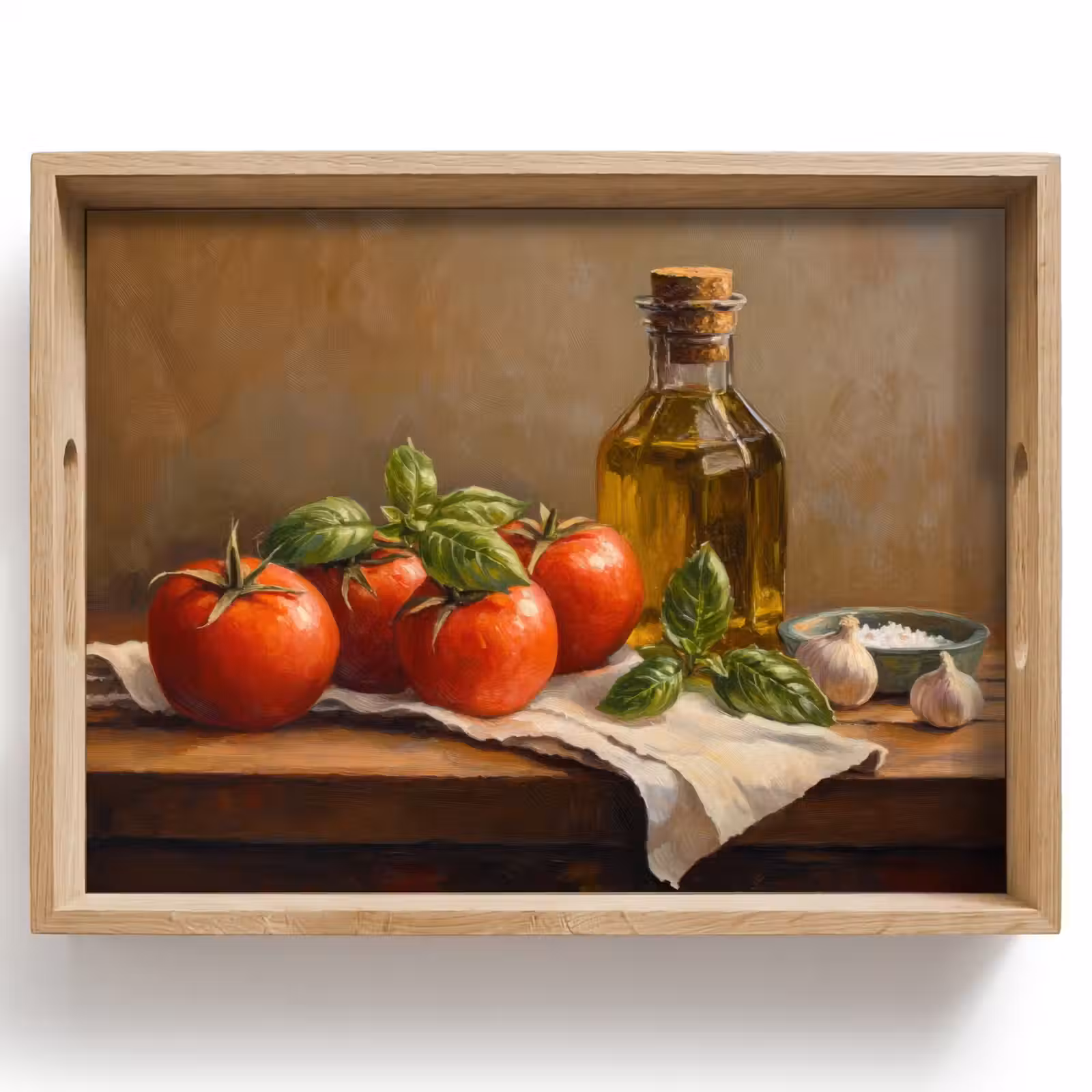 Dienblad - Tomaten - Olijfolie - Stilleven — 1
