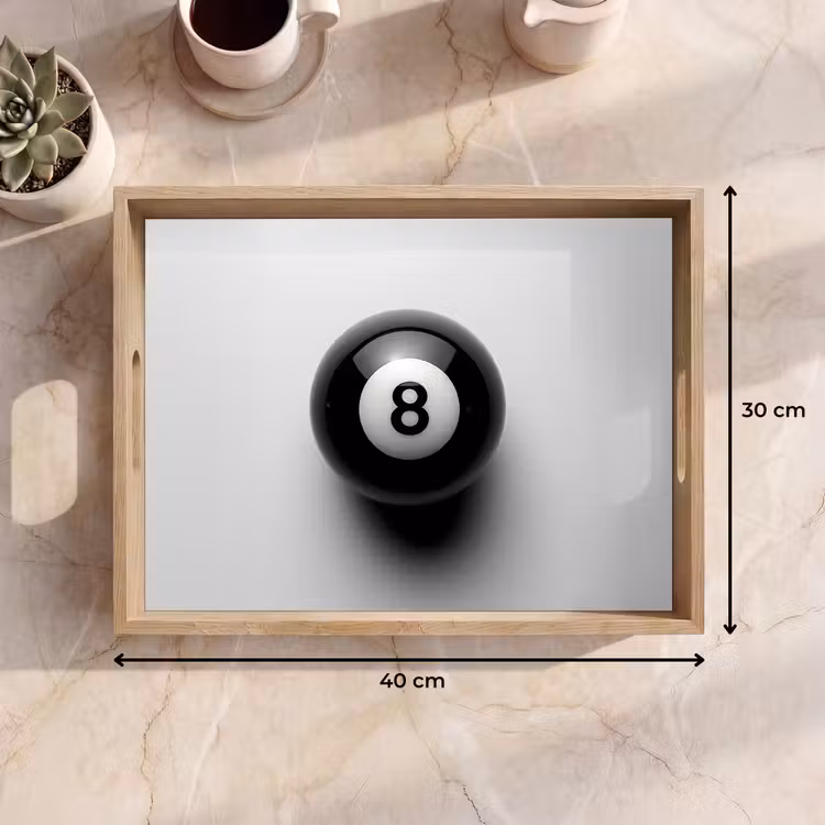 Dienblad - Biljartbal - Getal - Acht - Wit — 7