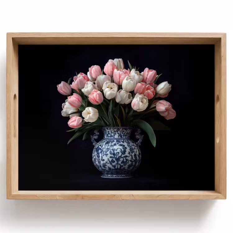 Dienblad - Bloemen - Roze - Tulpen - Vaas — 1