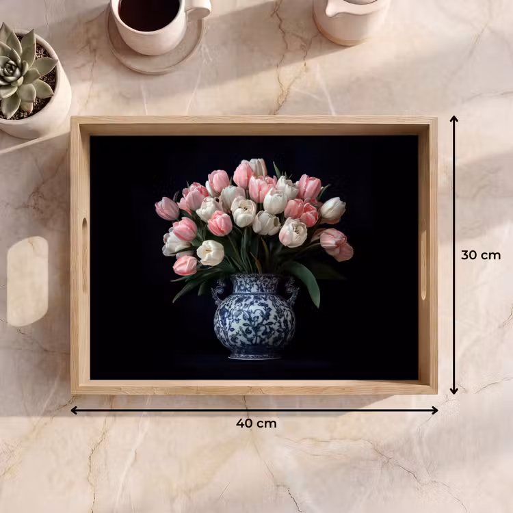Dienblad - Bloemen - Roze - Tulpen - Vaas — 7