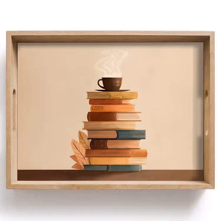 Dienblad - Boeken - Toren - Koffie - Beige — 1