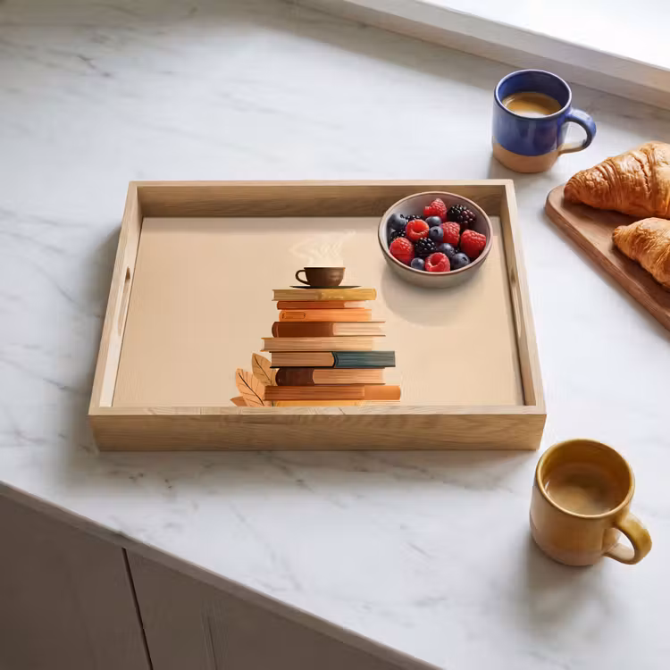 Dienblad - Boeken - Toren - Koffie - Beige — 3