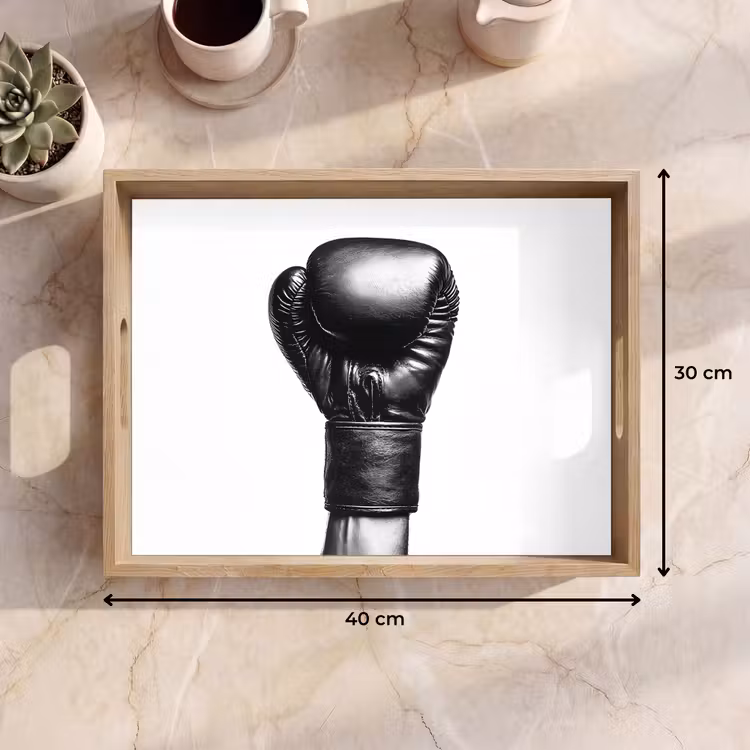 Dienblad - Bokshandschoen - Zwart - Hand — 7