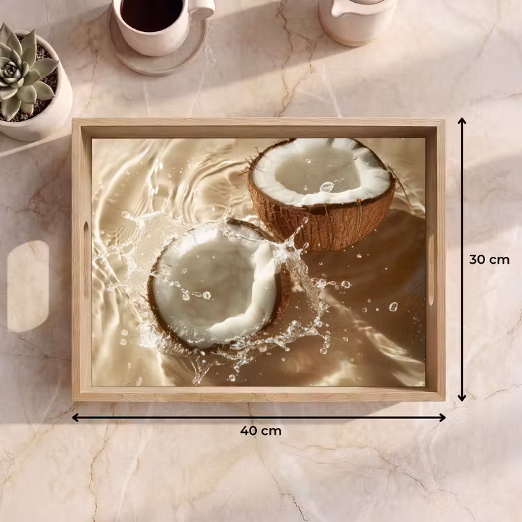 Dienblad - Kokosnoot - Water - Beige - Spetters — 7