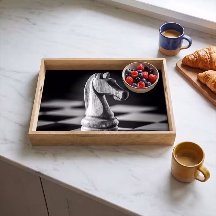 Dienblad - Paard - Hout - Schaalbord - Zwart — 3
