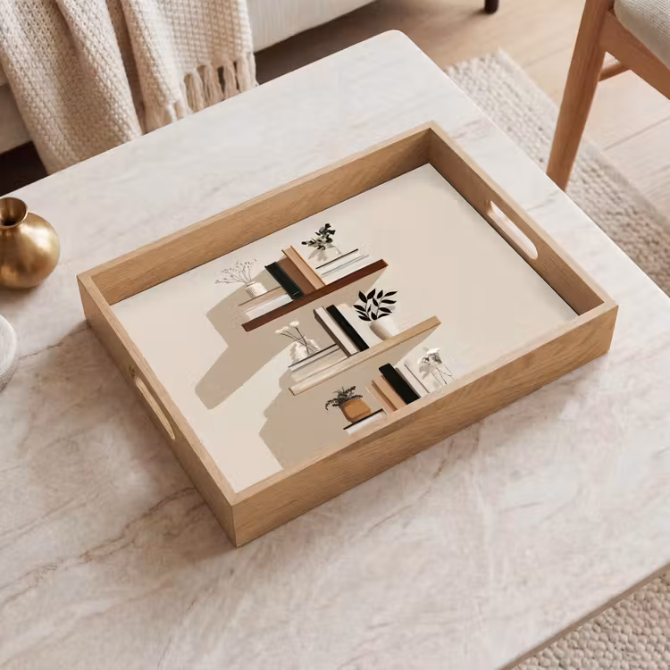 Dienblad - Plankjes - Boeken - Vaasjes - Planten — 2