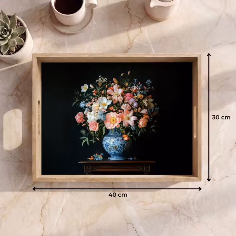 Dienblad - Roze - Bloemen - Vaas - Kleuren — 7