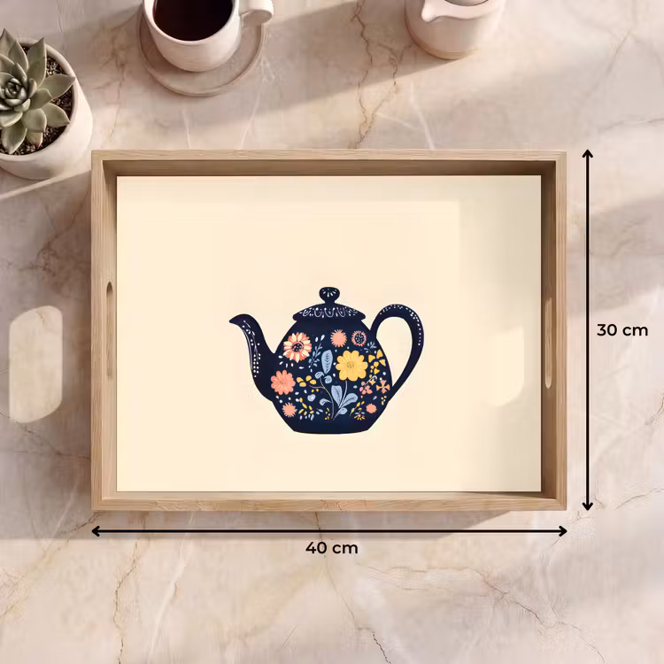Dienblad - Theepot - Kleurrijk - Bloemen — 7