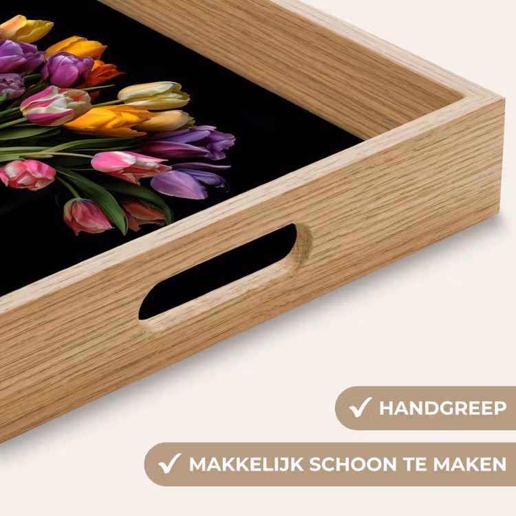 Dienblad - Tulpen - Kleuren - Hout - Vaas — 8
