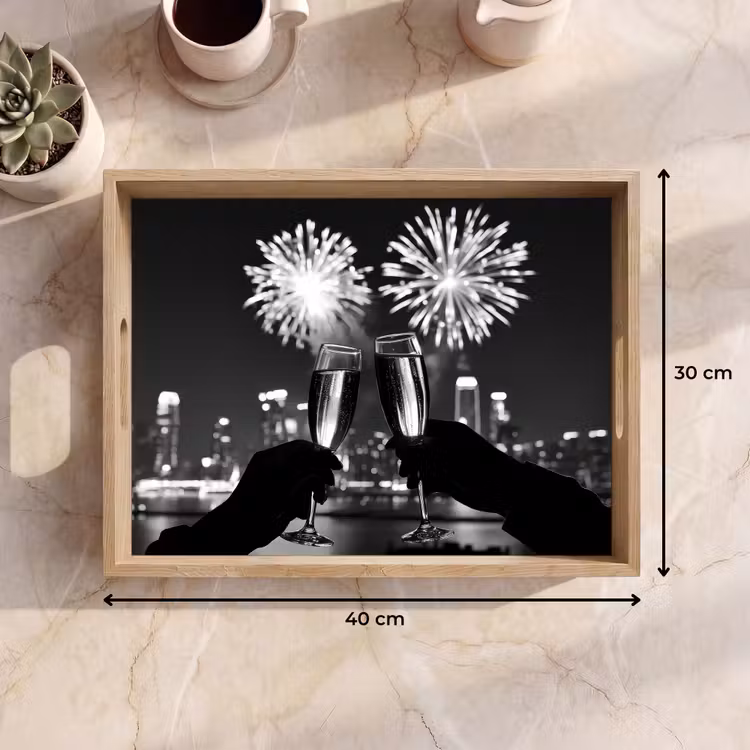 Dienblad - Vuurwerk - Proosten - Skyline - Champagne — 7