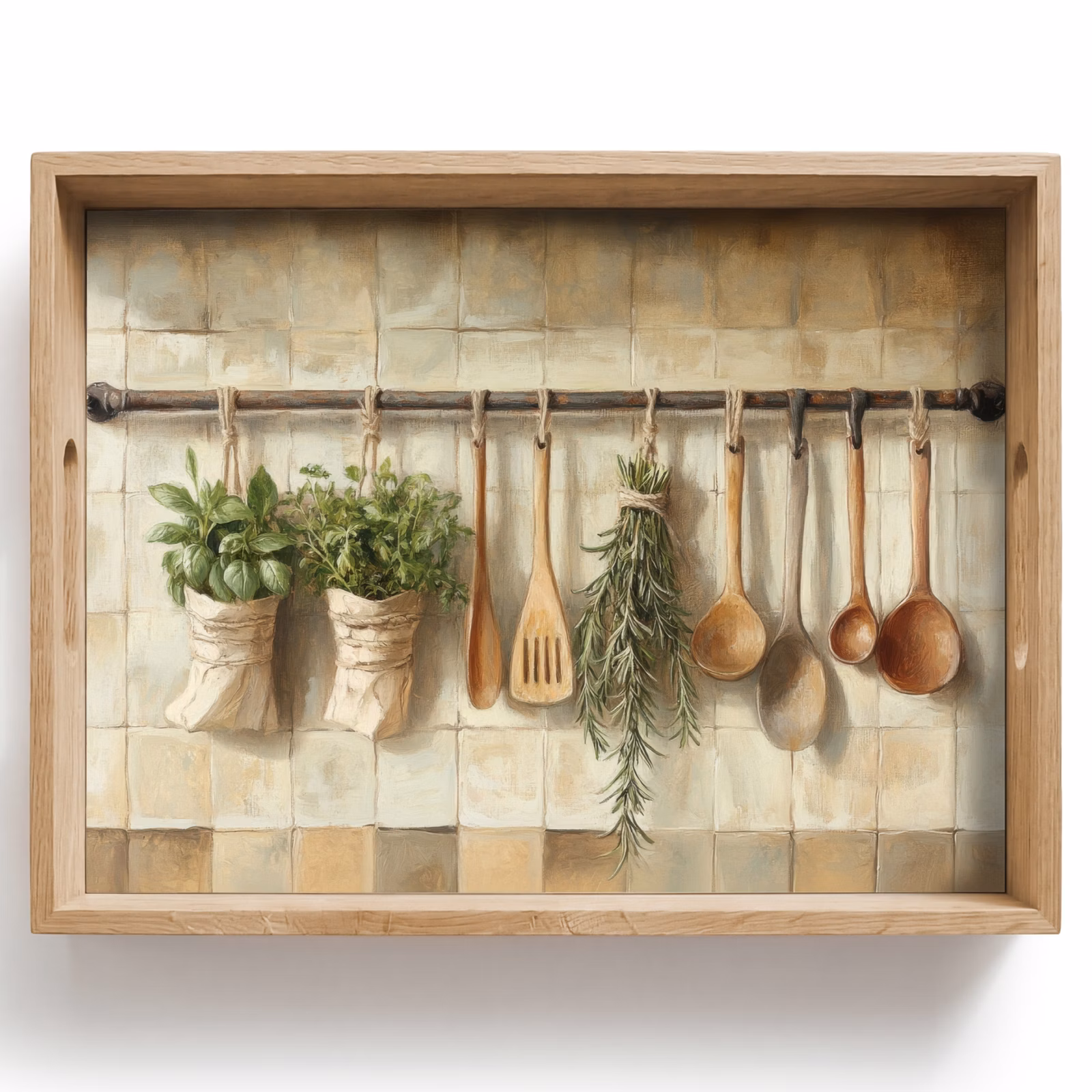 Dienblad - Hout - Keukengerei - Stilleven - Tegels — 1