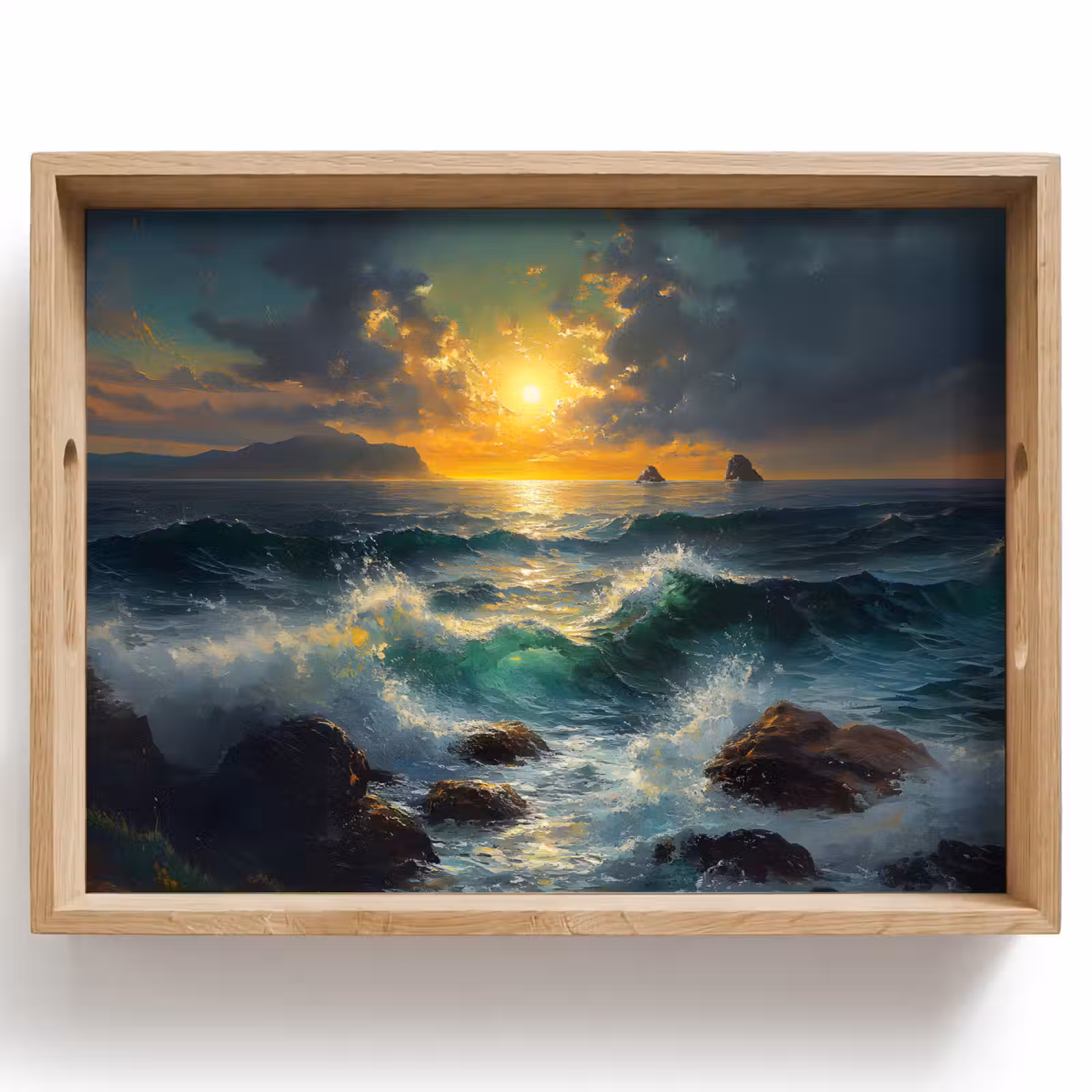 Dienblad - Zee - Zon - Golven - Rotsen — 1