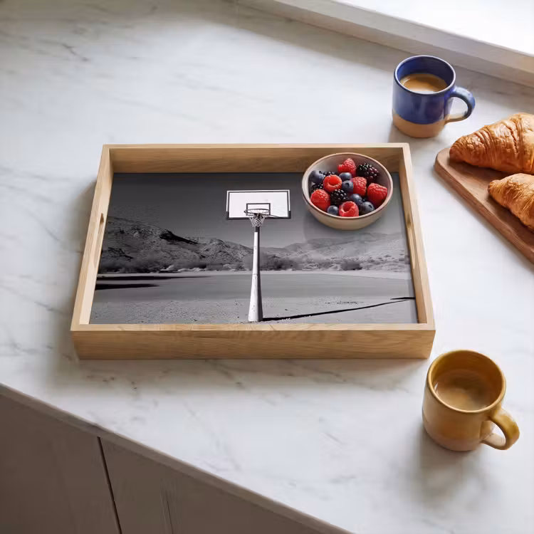 Dienblad - Basketbalpaal - Landschap - Zand - Wit — 3