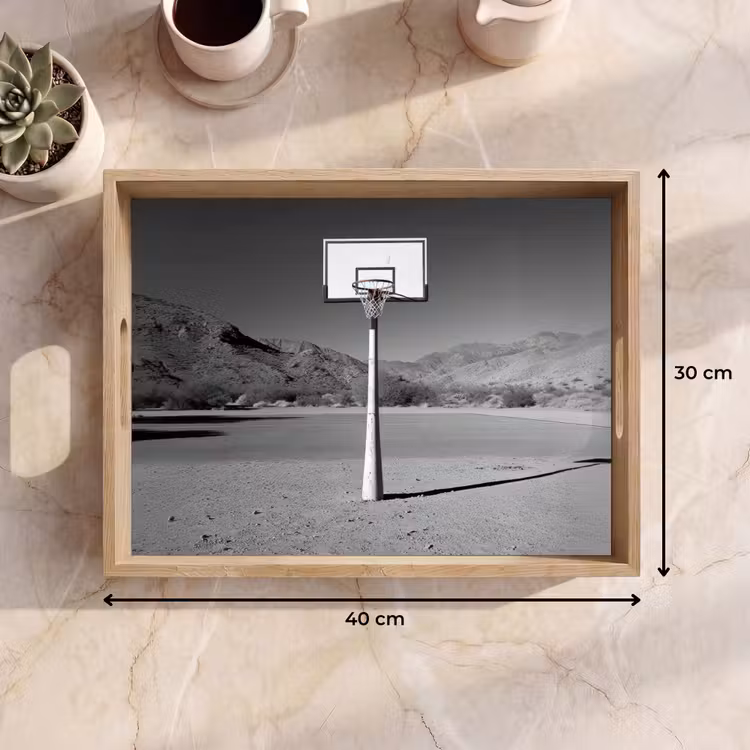 Dienblad - Basketbalpaal - Landschap - Zand - Wit — 7