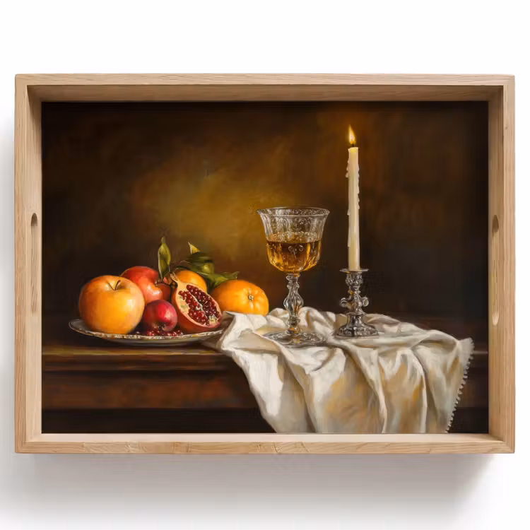 Dienblad - Fruit -  Stilleven - Wijn - Kaars — 1