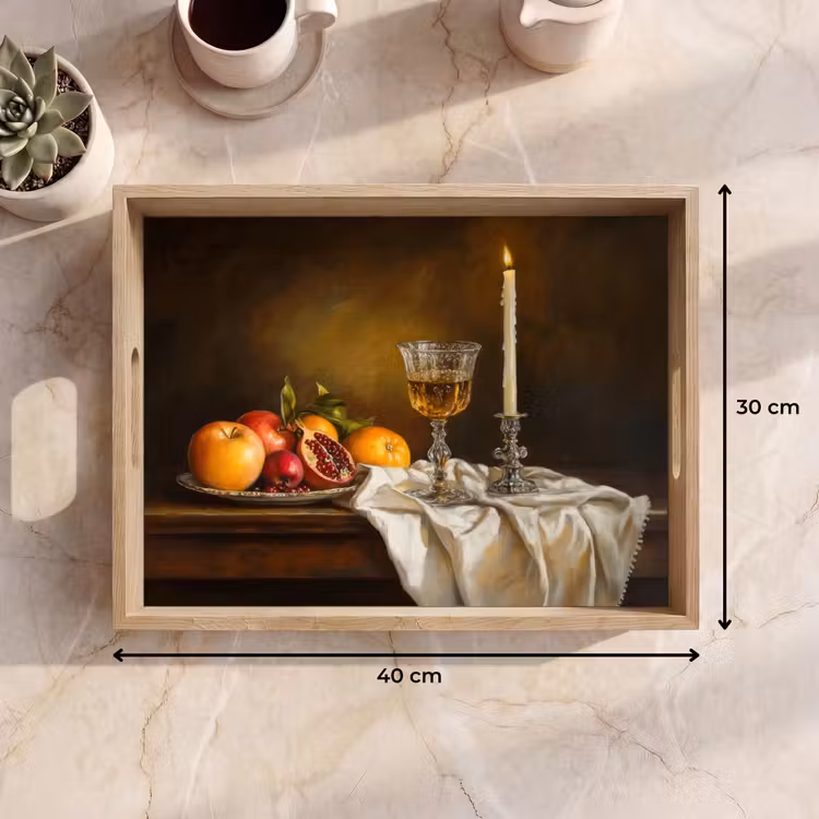 Dienblad - Fruit -  Stilleven - Wijn - Kaars — 7