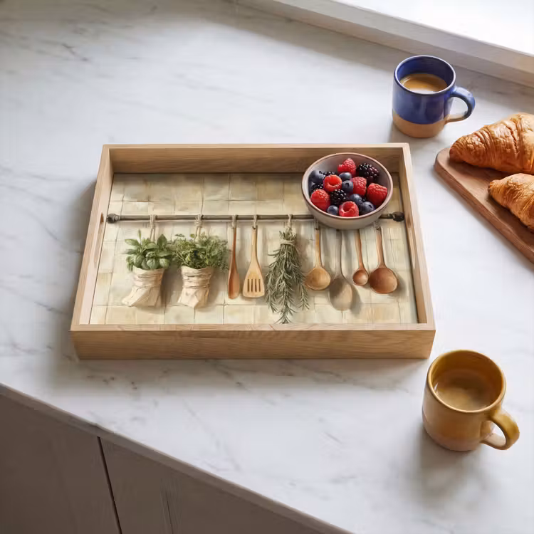 Dienblad - Hout - Keukengerei - Stilleven - Tegels — 3