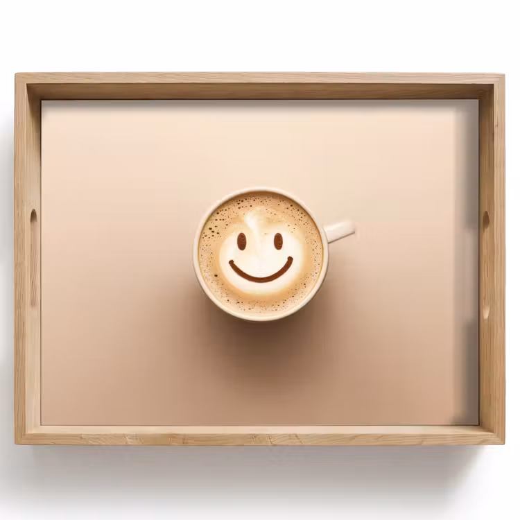 Dienblad - Koffie - Melkschuim - Lach - Beige — 1