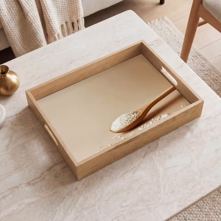Dienblad - Lepel - Rijst - Hout - Beige — 2
