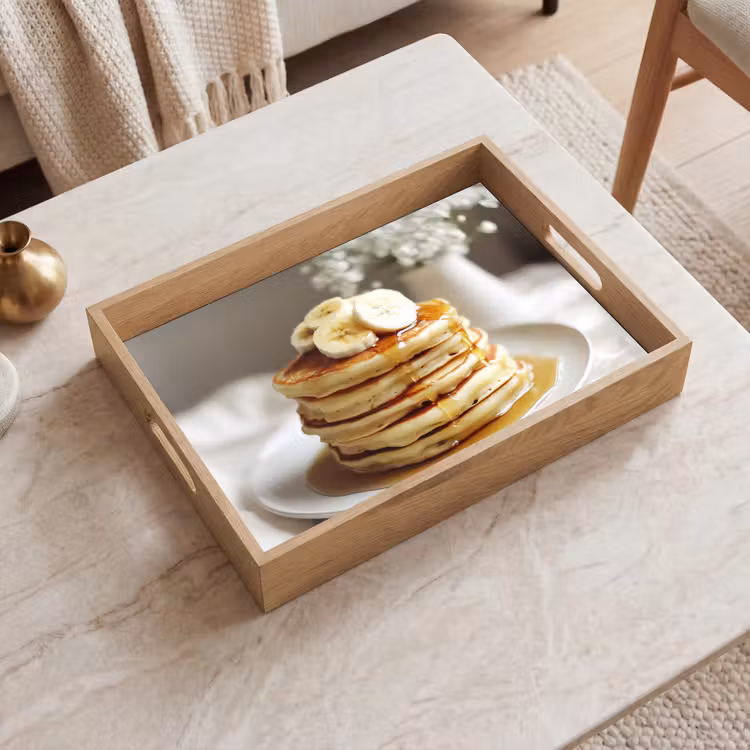 Dienblad - Pannenkoeken - Banaan - Siroop - Wit - Beige — 2