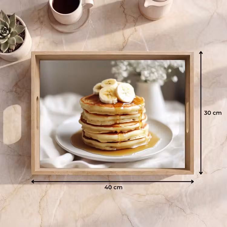 Dienblad - Pannenkoeken - Banaan - Siroop - Wit - Beige — 7
