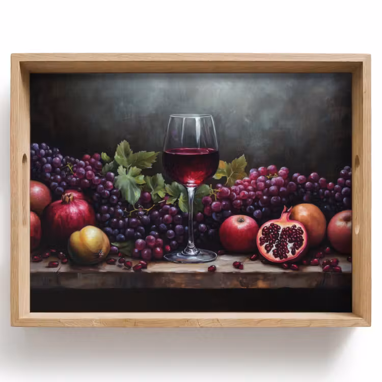 Dienblad - Wijn - Fruit - Stilleven — 1