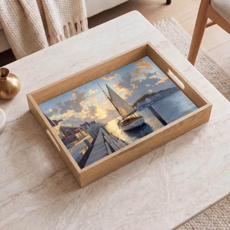 Dienblad - Zeilboot - Zon - Pier - Hout — 2