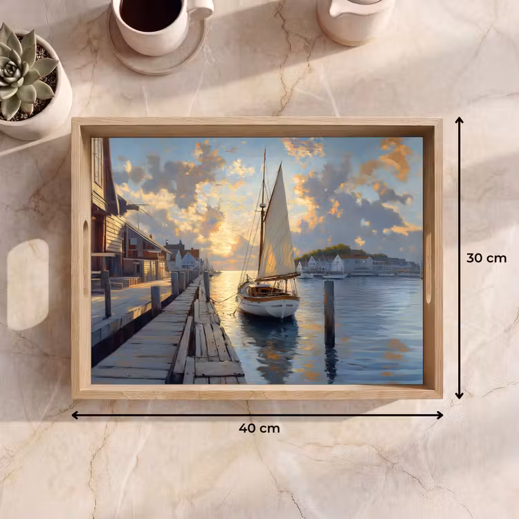Dienblad - Zeilboot - Zon - Pier - Hout — 7