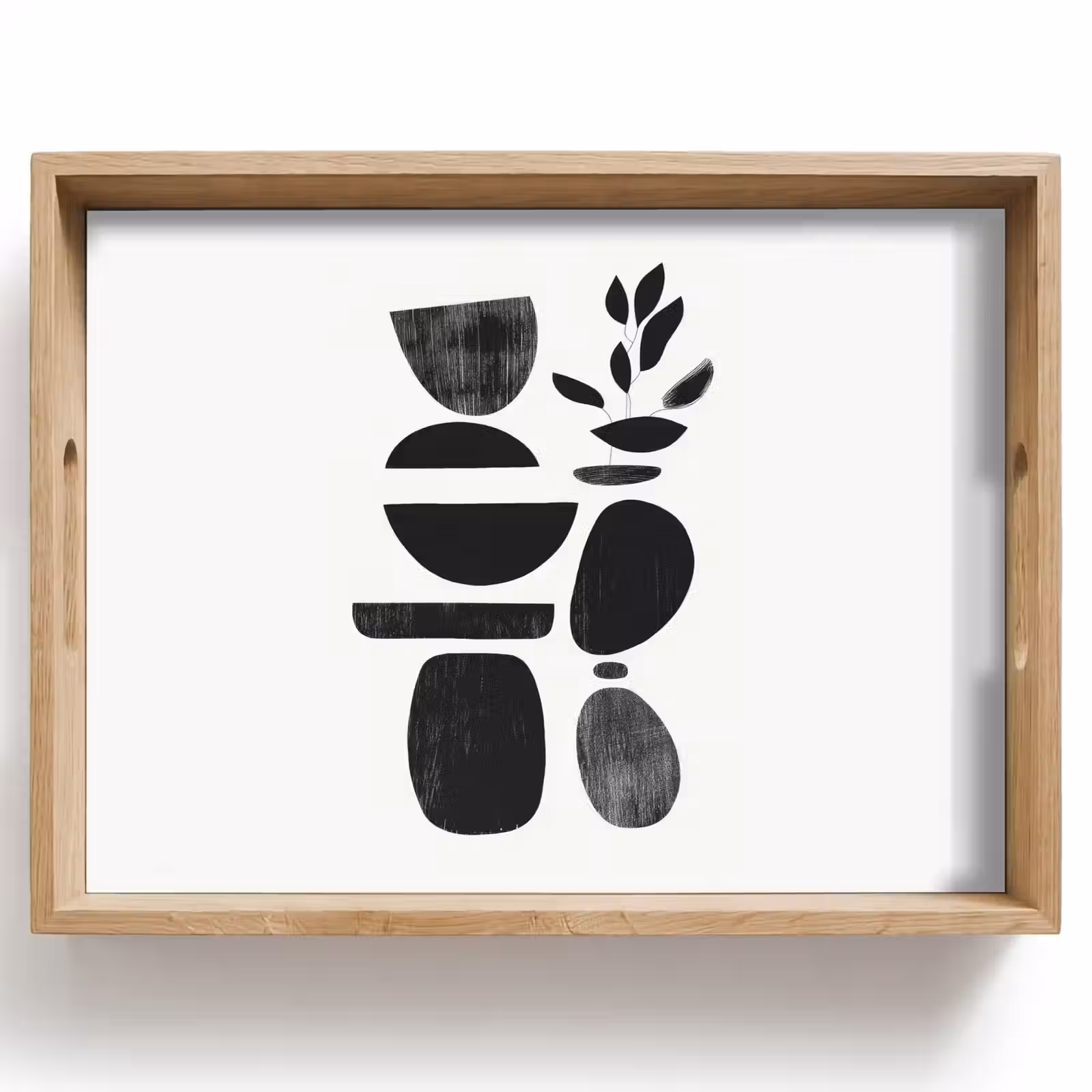 Dienblad - Japandi - Zwart - Abstract — 1