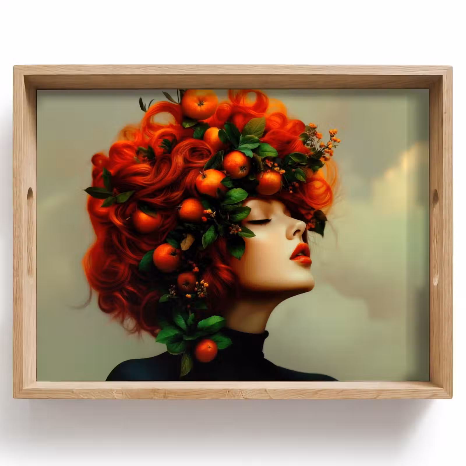 Dienblad - Vrouw - Appels - Rood - Bladeren — 1