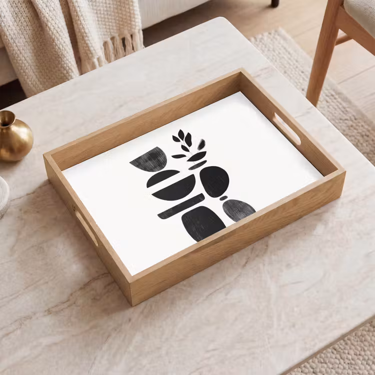 Dienblad - Japandi - Zwart - Abstract — 2