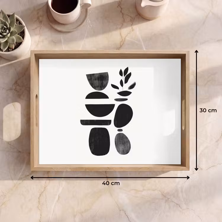 Dienblad - Japandi - Zwart - Abstract — 7