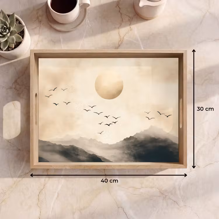 Dienblad - Landschap - Japandi - vogel — 7
